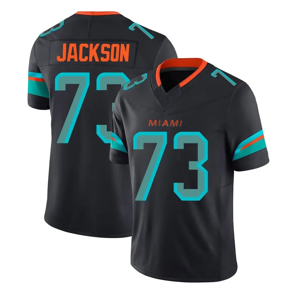 Qdoa M.Dolphins #73 Austin Jackson Player Black Limited Pitch Rivalries Collection Home Game Stitched Jerseys