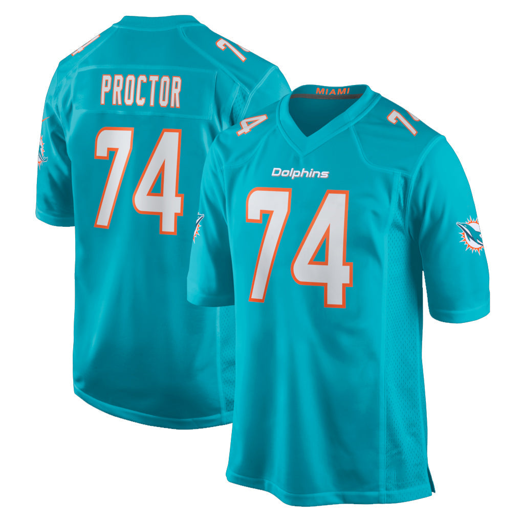 Qdoa M.Dolphins #74 Kadyn Proctor Player Aqua Home Game Stitched Jerseys