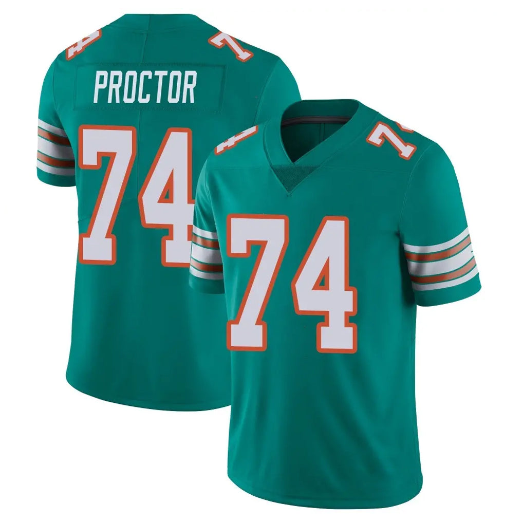 Qdoa M.Dolphins #74 Kadyn Proctor Player Aqua Limited Alternate Vapor Untouchable Home Game Stitched Jerseys