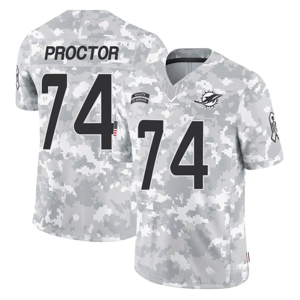 Qdoa M.Dolphins #74 Kadyn Proctor Player Arctic Camo Salute To Service Limited Game Stitched Jerseys