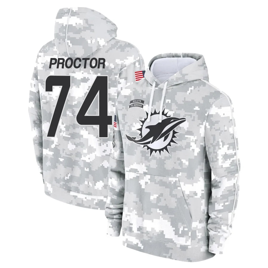 Qdoa M.Dolphins #74 Kadyn Proctor Player Arctic Camo Salute to Service Hoodies Limited Game Stitched Jerseys