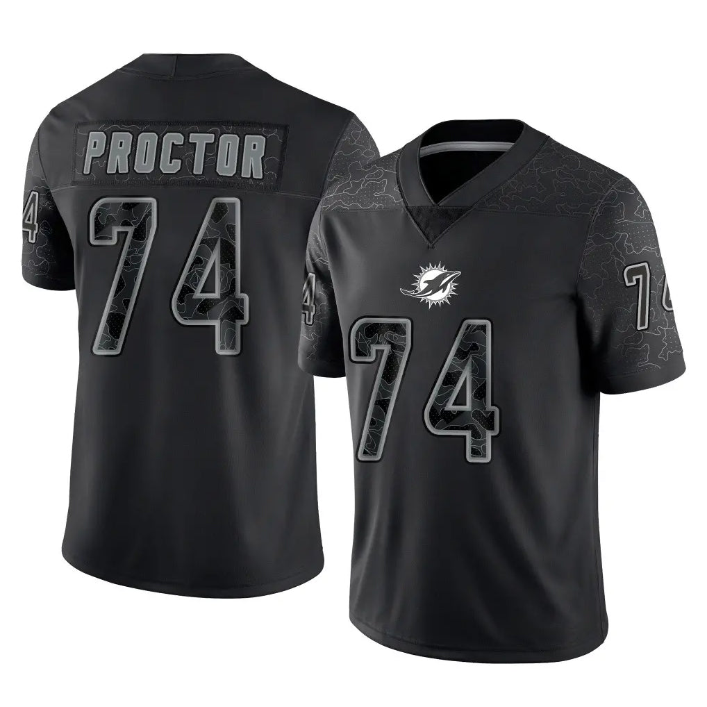 Qdoa M.Dolphins #74 Kadyn Proctor Player Black Reflective Limited Game Stitched Jerseys