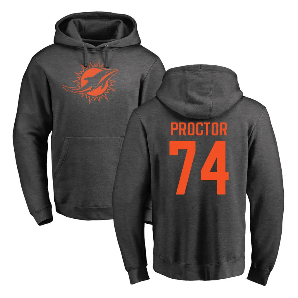 Qdoa M.Dolphins #74 Kadyn Proctor Player Darkgray Pullover Hoodies Limited Stitched Jerseys