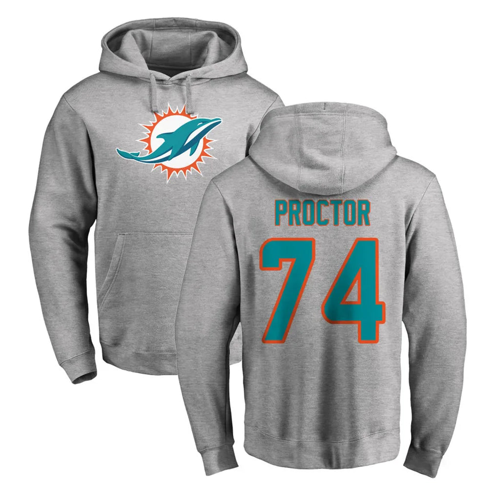 Qdoa M.Dolphins #74 Kadyn Proctor Player Gray LOGO Pullover Hoodies Limited Stitched Jerseys