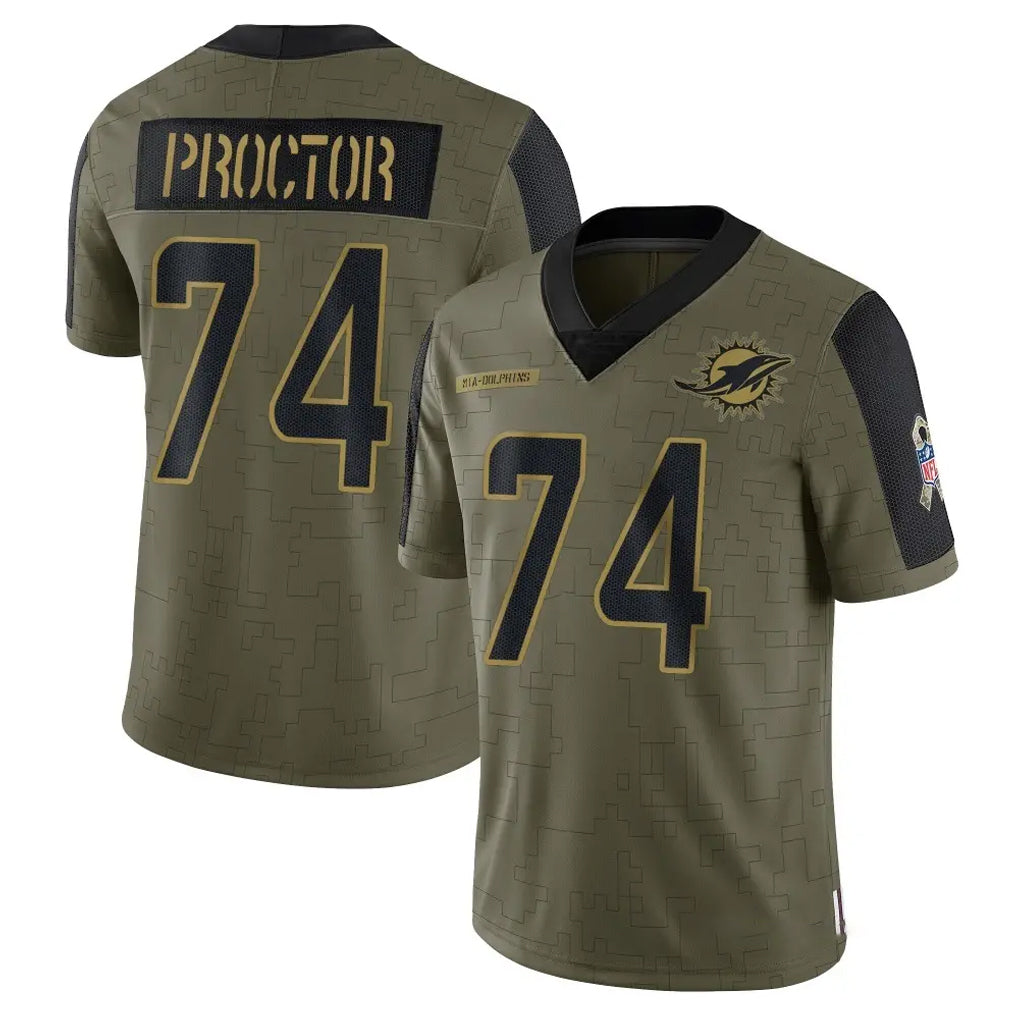 Qdoa M.Dolphins #74 Kadyn Proctor Player Olive Salute To Service Limited Game Stitched Jerseys