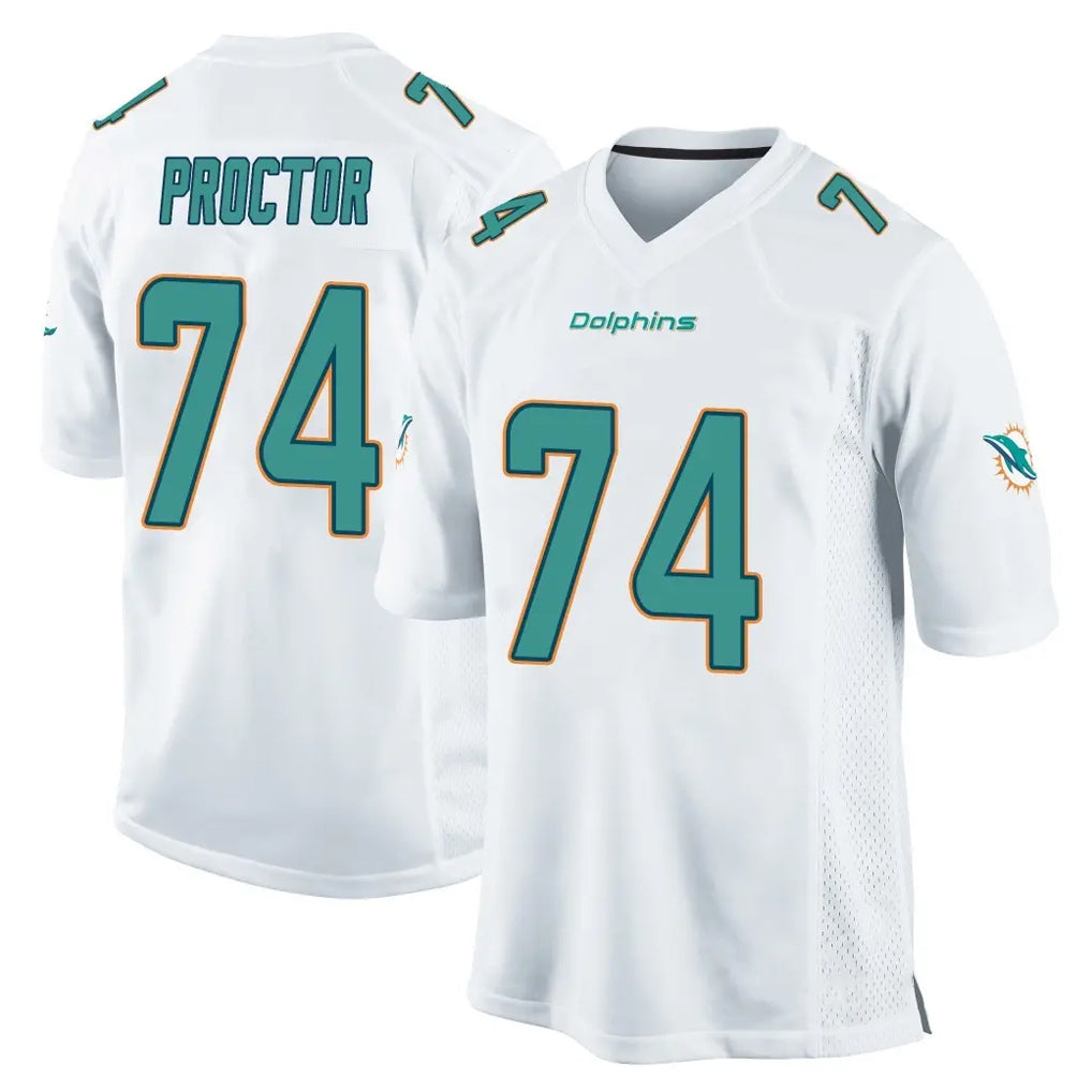 Qdoa M.Dolphins #74 Kadyn Proctor Player White Home Game Stitched Jerseys