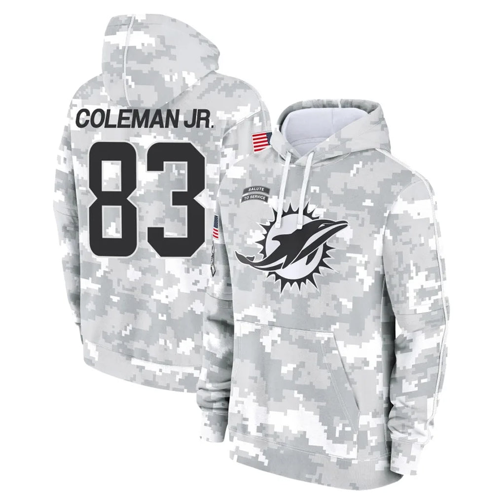 Qdoa M.Dolphins #83 Kevin Coleman Jr. Player Arctic Camo Salute to Service Hoodies Limited Game Stitched Jerseys
