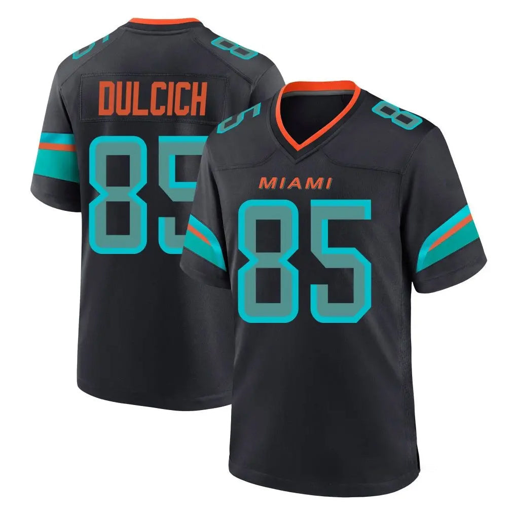 Qdoa M.Dolphins #85 Greg Dulcich Player Black Pitch Rivalries Collection Home Game Stitched Jerseys