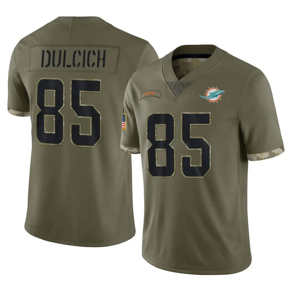 Qdoa M.Dolphins #85 Greg Dulcich Player Olive Salute To Service Limited Stitched Jerseys