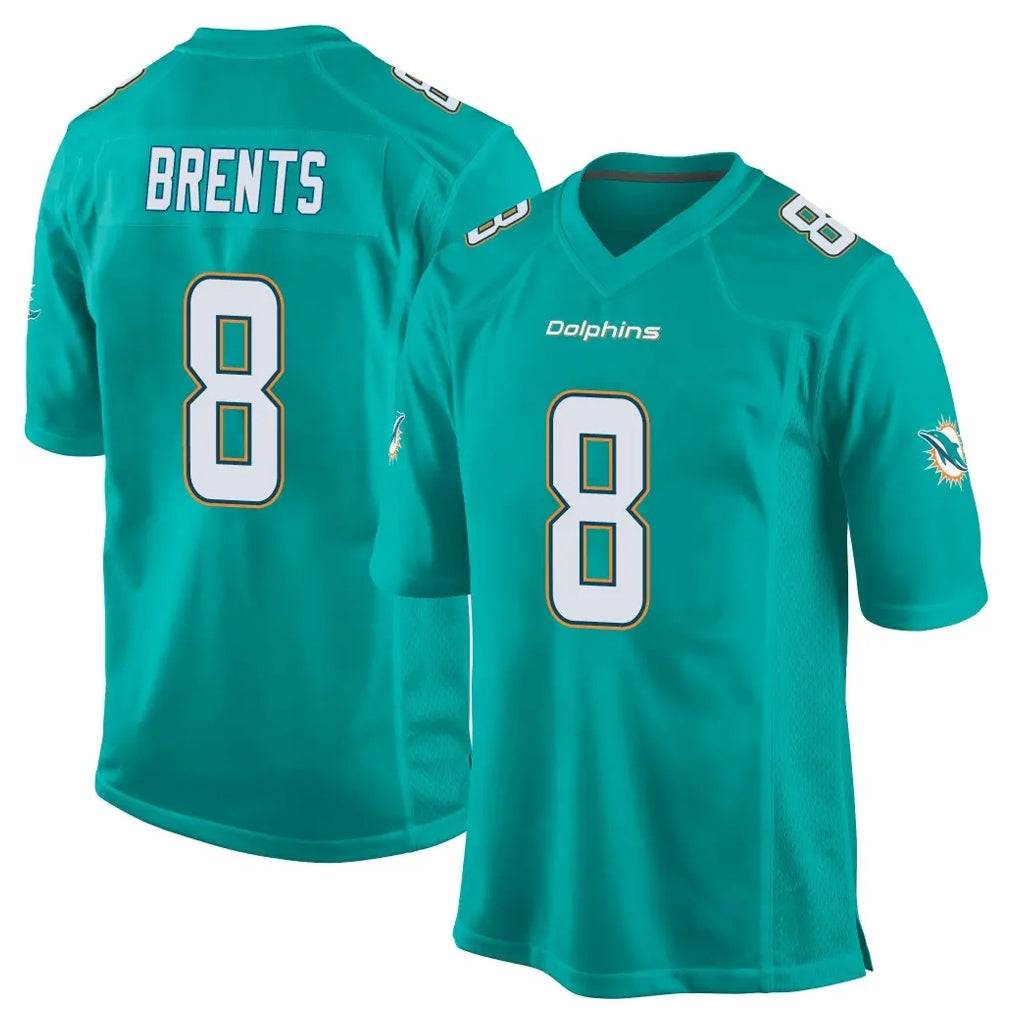 Qdoa M.Dolphins #8 JuJu Brents Player Aqua Team Color Home Game Stitched Jerseys