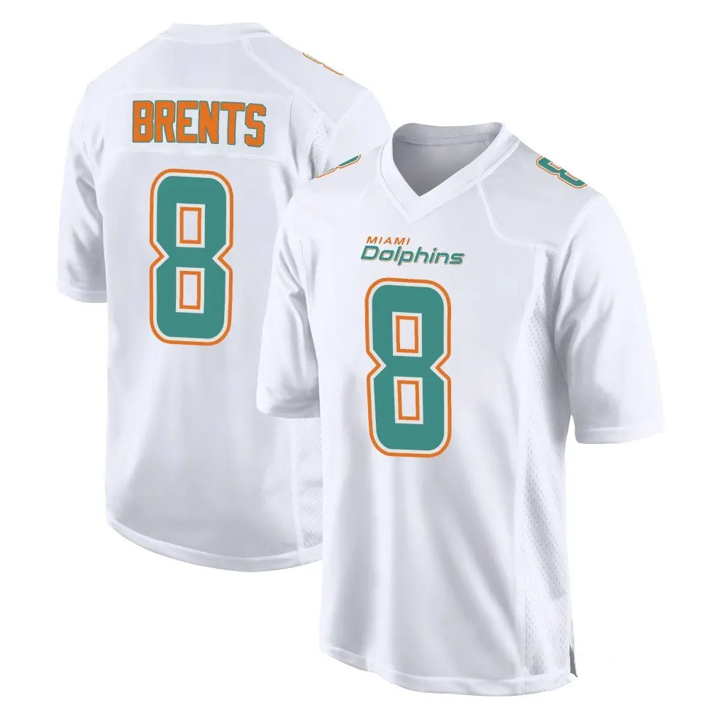 Qdoa M.Dolphins #8 JuJu Brents Player White Fashion Home Game Stitched Jerseys