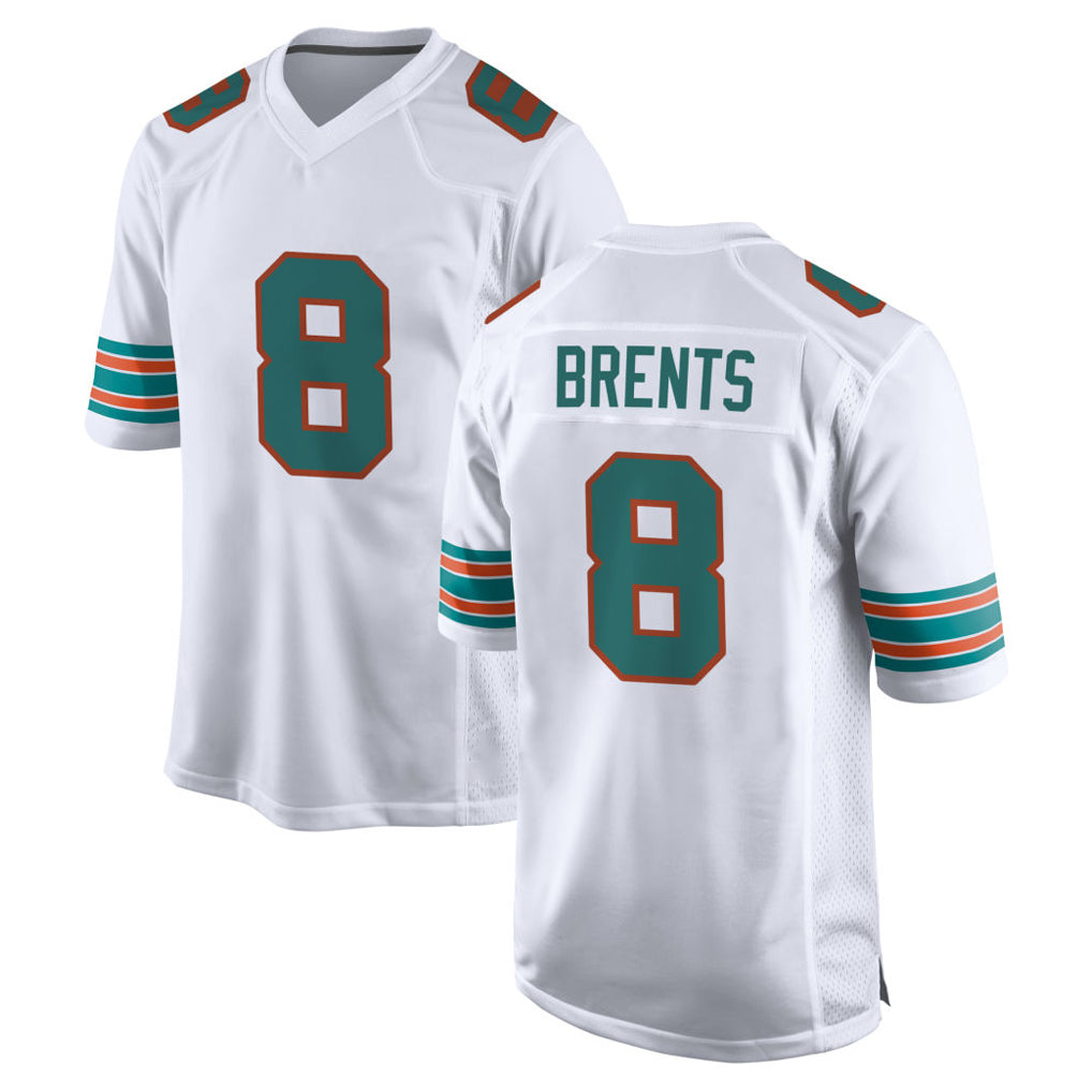 Qdoa M.Dolphins #8 JuJu Brents Player White Limited Home Game Stitched Jerseys