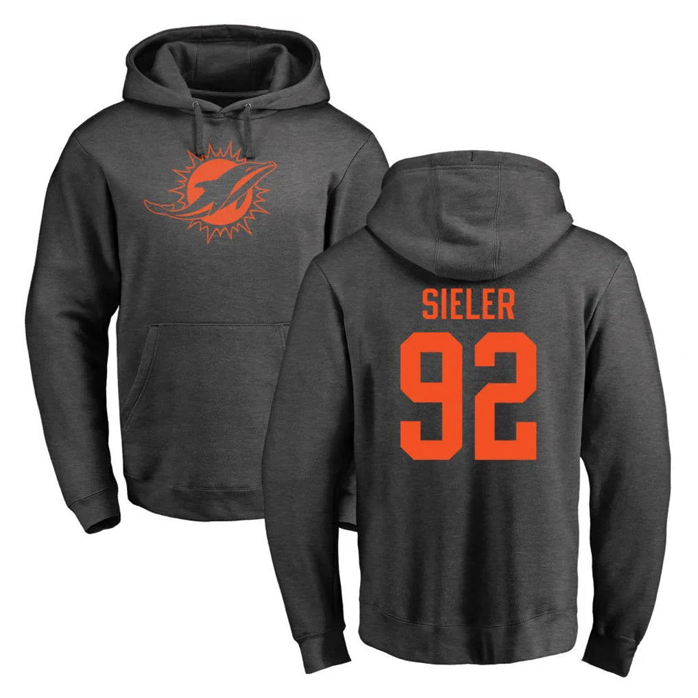 Qdoa M.Dolphins #92 Zach Sieler Player Darkgray Pullover Hoodies Limited Stitched Jerseys