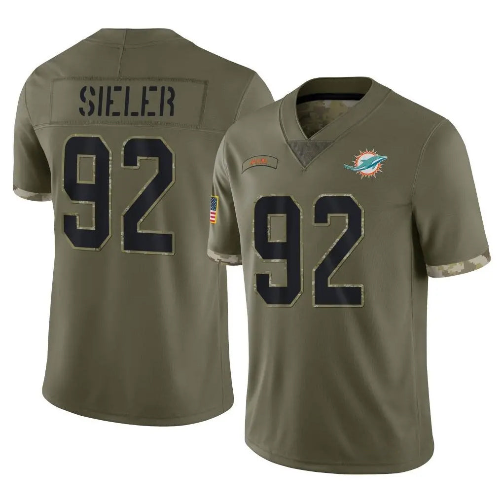 Qdoa M.Dolphins #92 Zach Sieler Player Olive Salute To Service Limited Stitched Jerseys