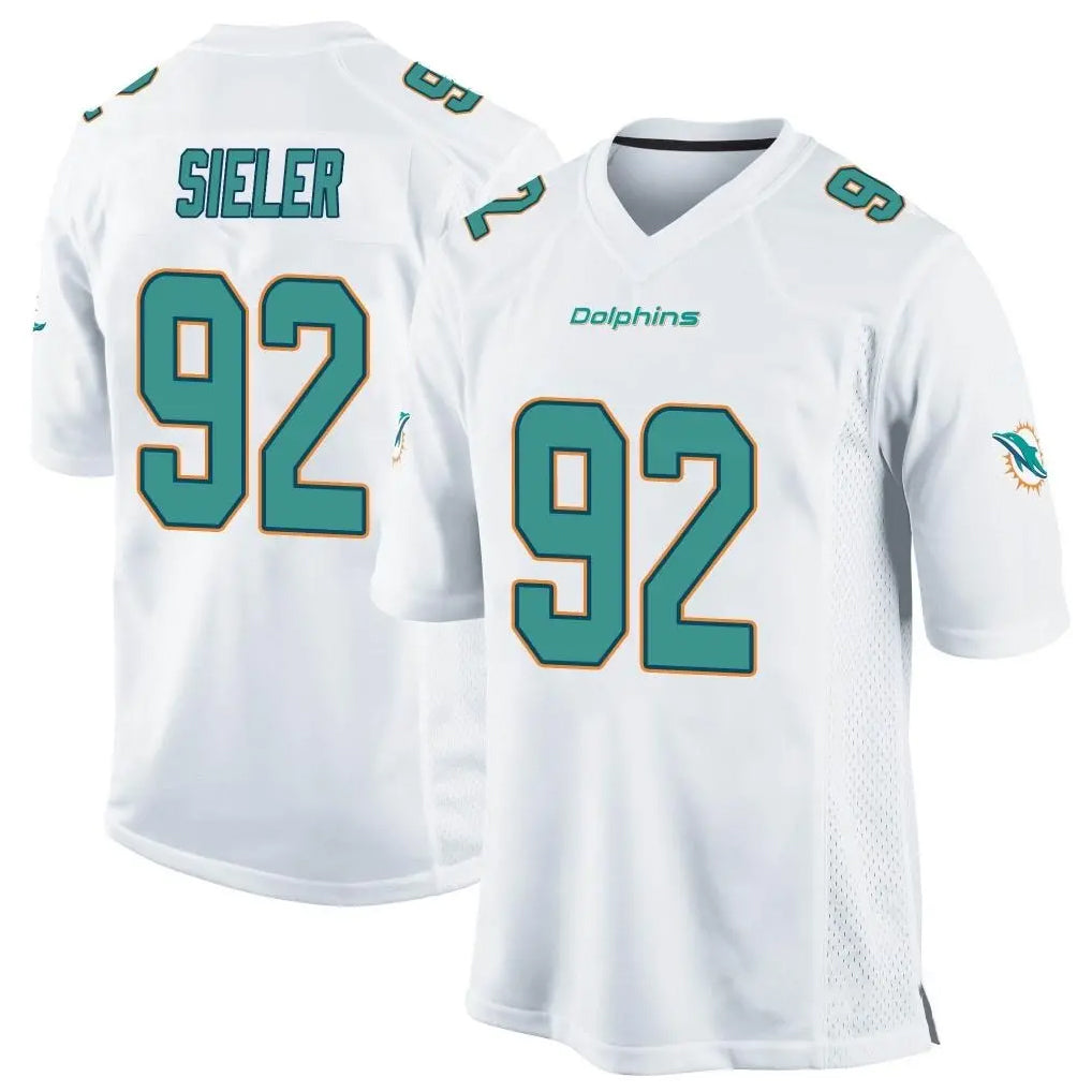 Qdoa M.Dolphins #92 Zach Sieler Player White Home Game Stitched Jerseys