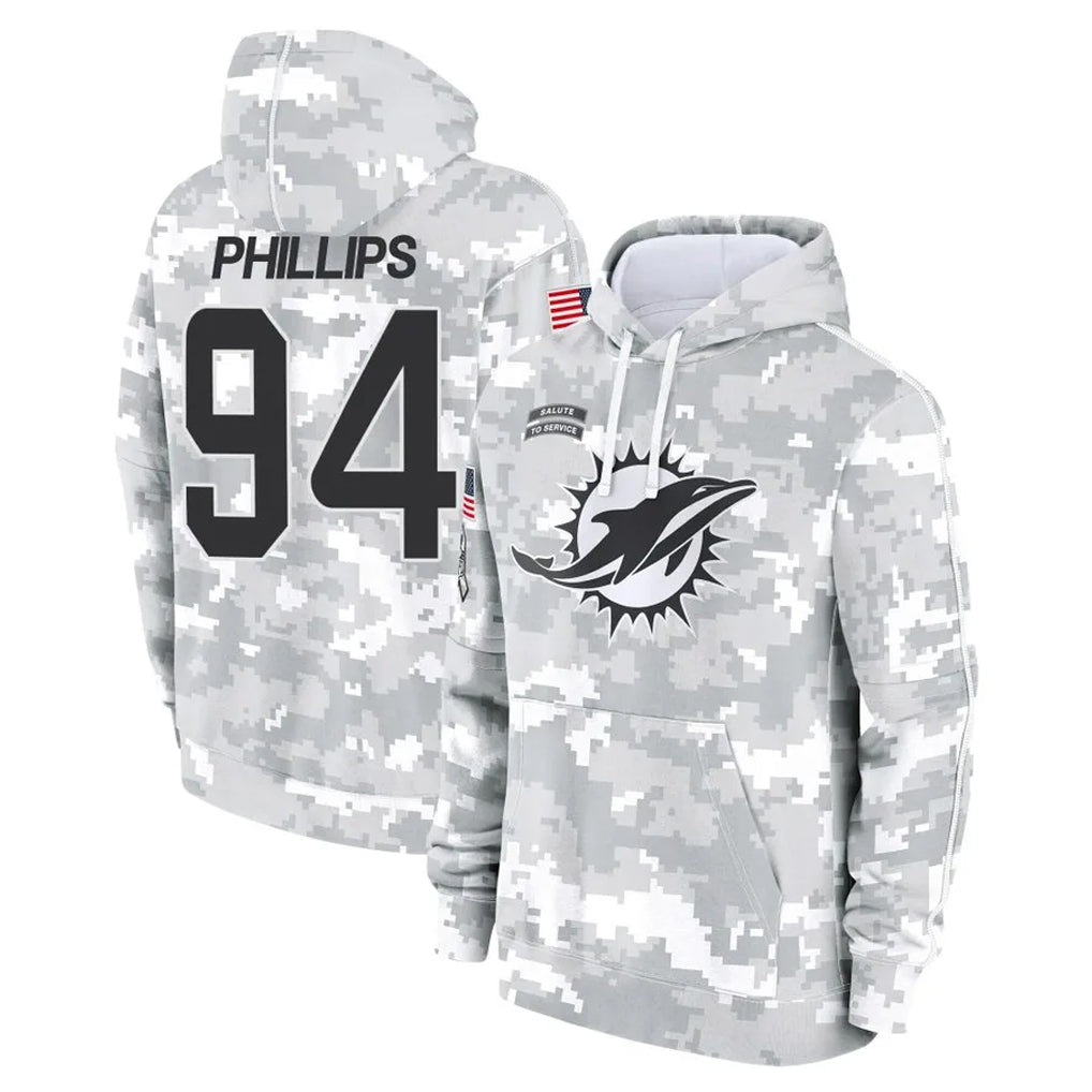 Qdoa M.Dolphins #94 Jordan Phillips Player Arctic Camo Salute to Service Hoodies Limited Game Stitched Jerseys