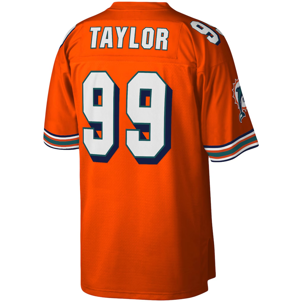 Qdoa M.Dolphins #99 Jason Taylor Mitchell & Ness Orange Big & Tall 2004 Retired Player Replica Jersey
