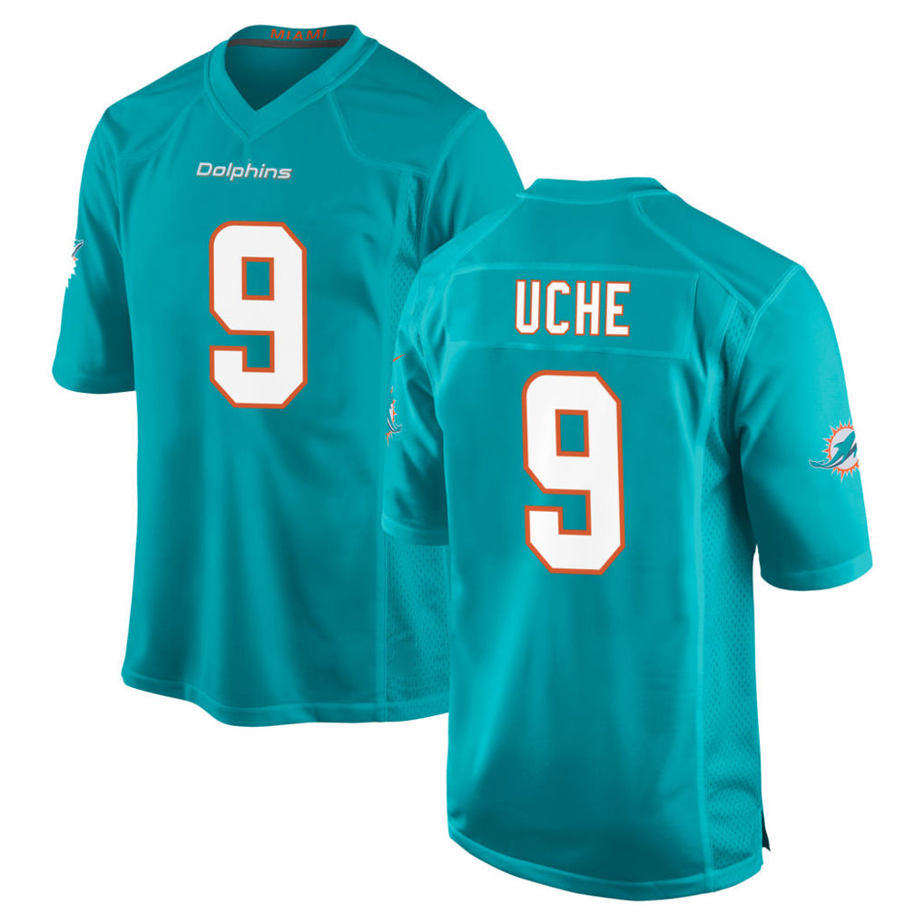 Qdoa M.Dolphins #9 Joshua Uche Player Aqua Home Game Stitched Jerseys
