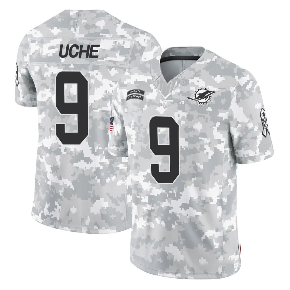 Qdoa M.Dolphins #9 Joshua Uche Player Arctic Camo Salute To Service Limited Game Stitched Jerseys
