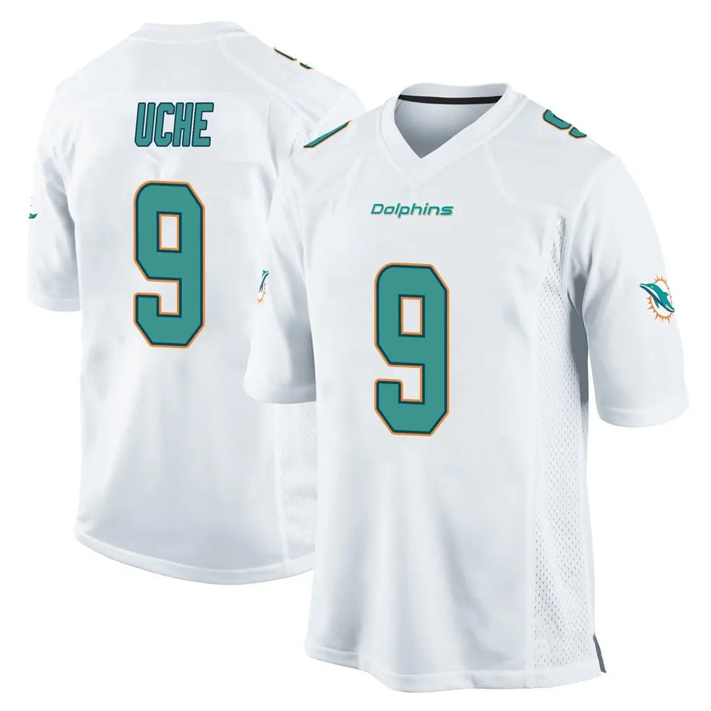 Qdoa M.Dolphins #9 Joshua Uche Player White Home Game Stitched Jerseys