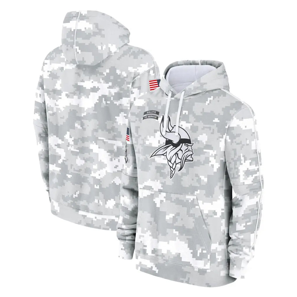 Qdoa MN.Vikings Arctic Camo Salute to Service Pullover Hoodies Limited Game Blank Player Stitched Jerseys