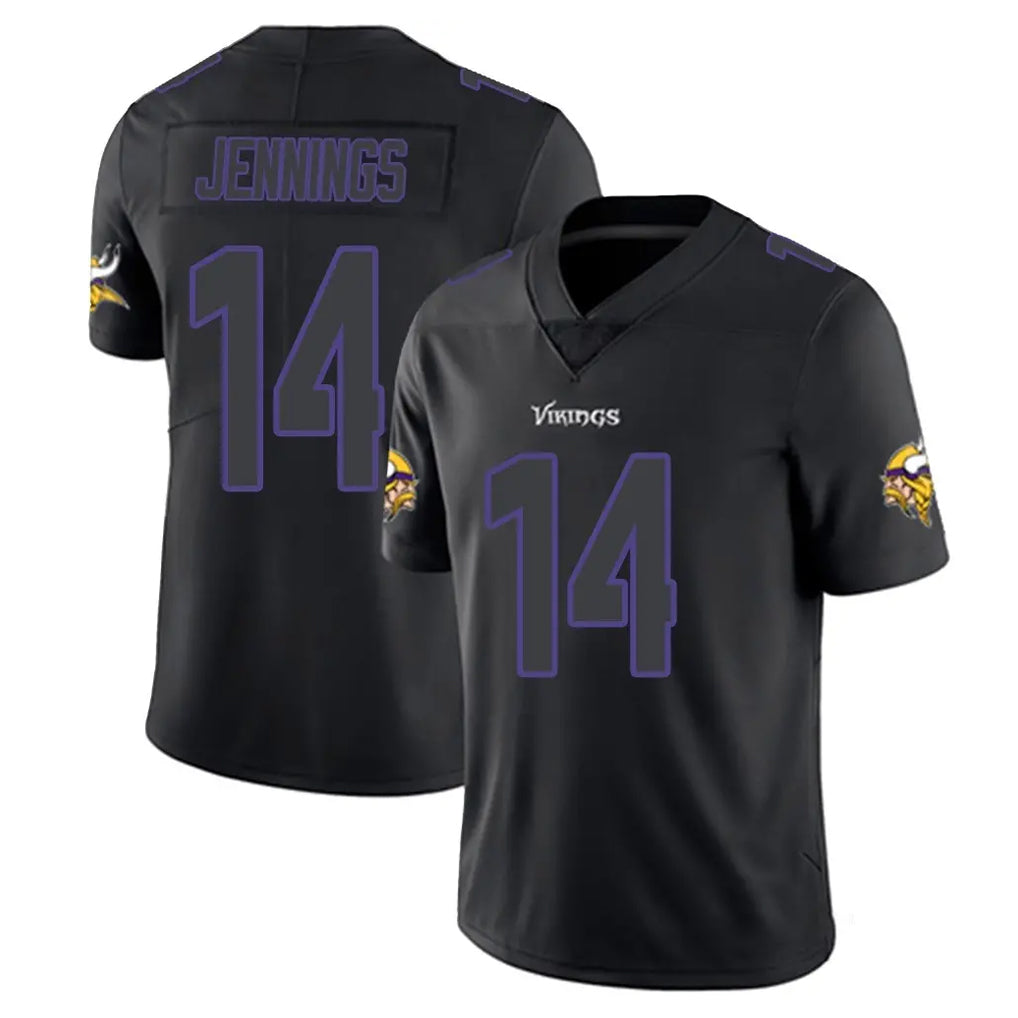 Qdoa MN.Vikings #14 Jauan Jennings Player Black Impact LImited Home Game Stitched Jerseys