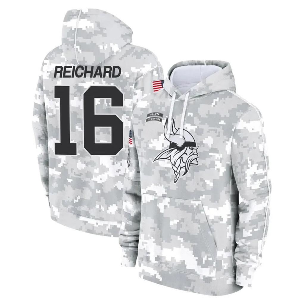 Qdoa MN.Vikings #16 Will Reichard Player Arctic Camo Salute to Service Pullover Hoodies Limited Game Stitched Jerseys