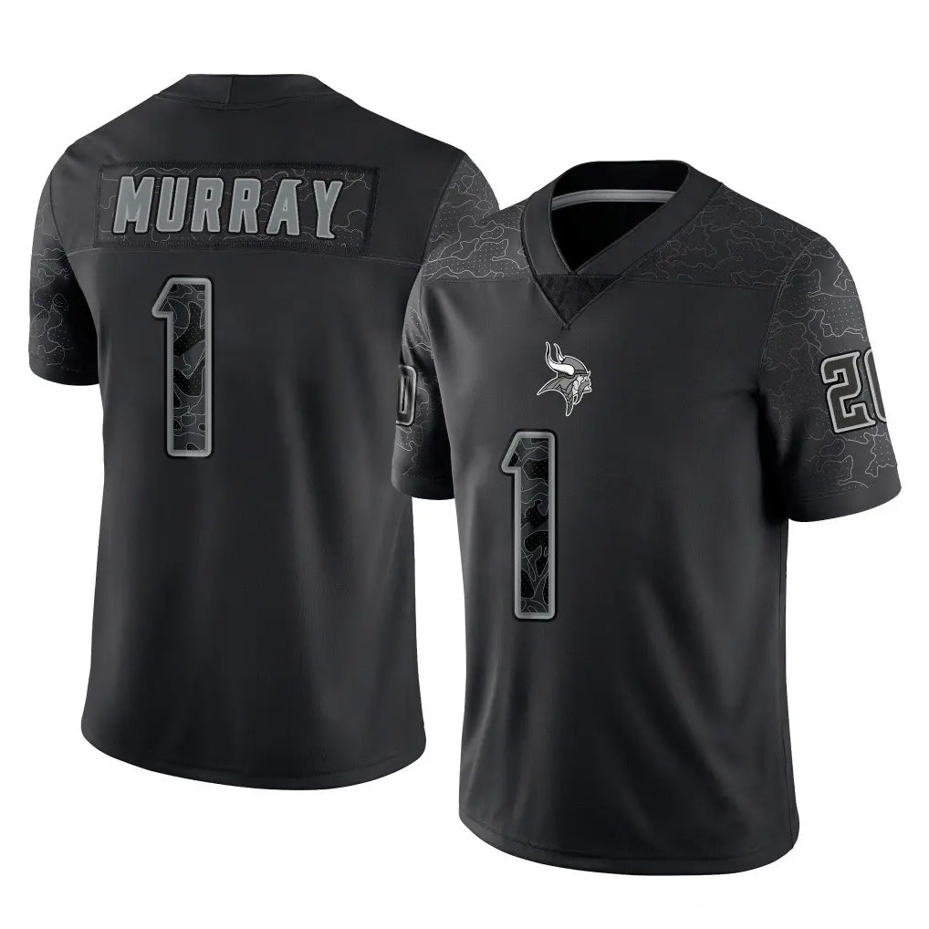 Qdoa MN.Vikings #1 Kyler Murray Player Black Reflective LImited Home Game Stitched Jerseys