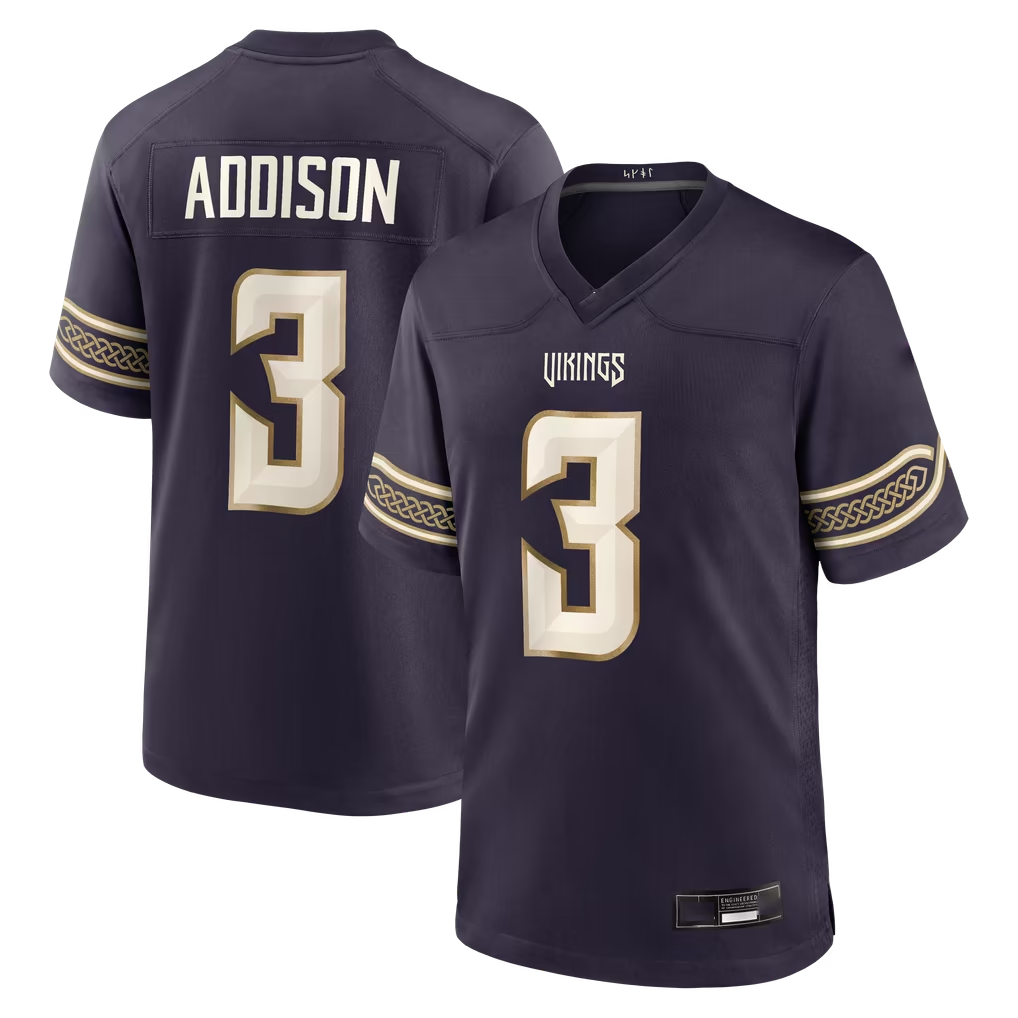 Qdoa MN.Vikings #3 Jordan Addison Purple 2026 Rivalries Collection Game Stitched Jerseys