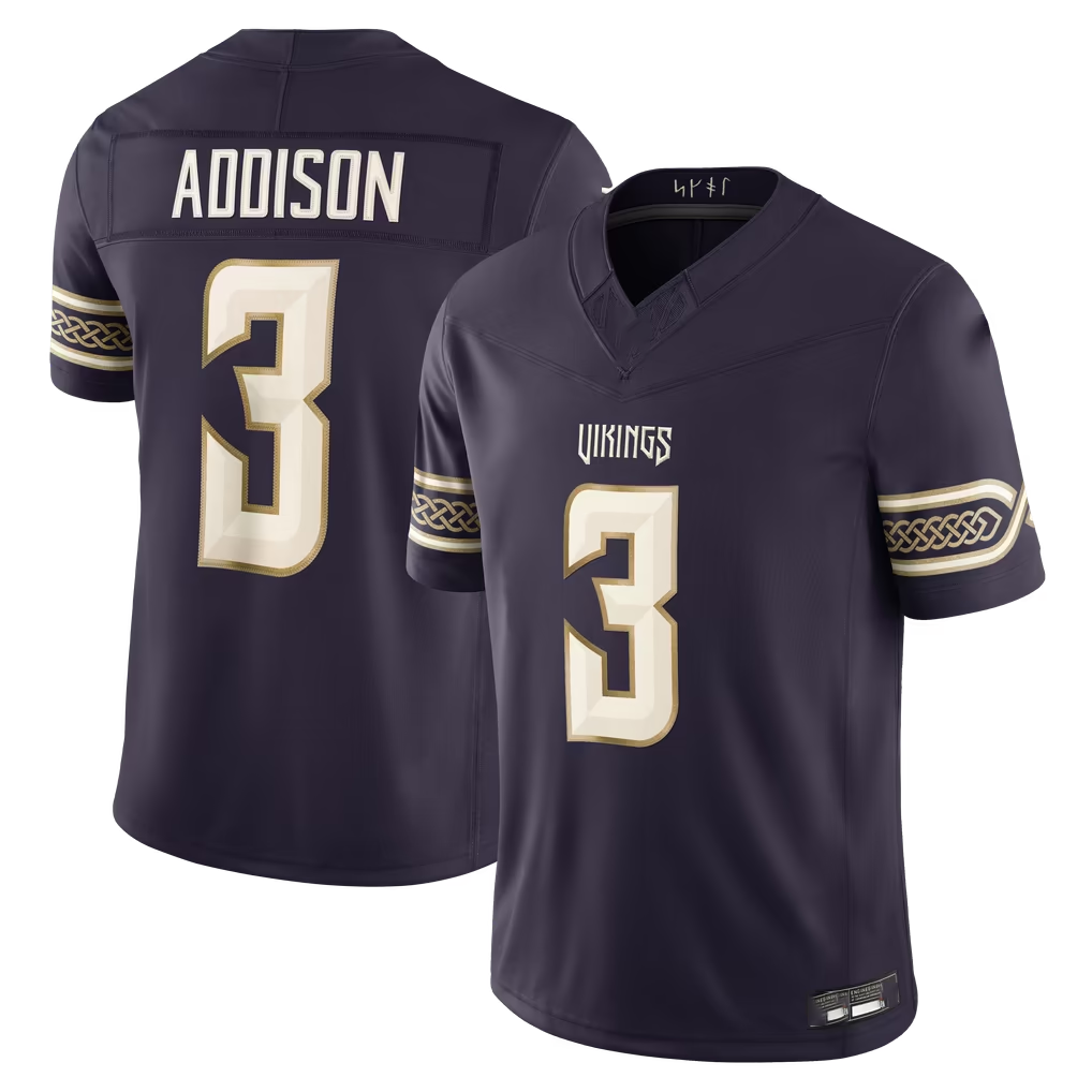 Qdoa MN.Vikings #3 Jordan Addison Purple 2026 Rivalries Collection Limited Stitched Jerseys