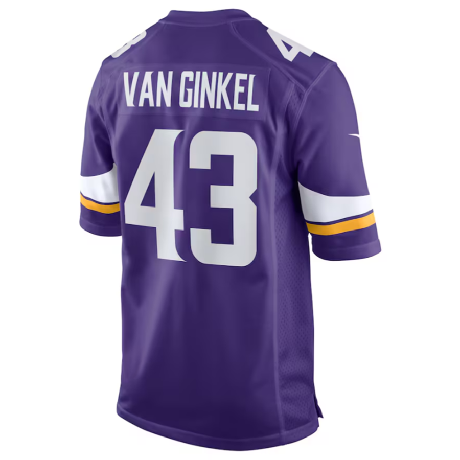 Qdoa MN.Vikings #43 Andrew Van Ginkel Purple Team Game Jersey Stitched American Stitched Jerseys