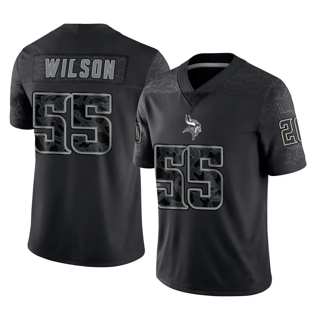 Qdoa MN.Vikings #55 Eric Wilson Player Black Reflective LImited Home Game Stitched Jerseys
