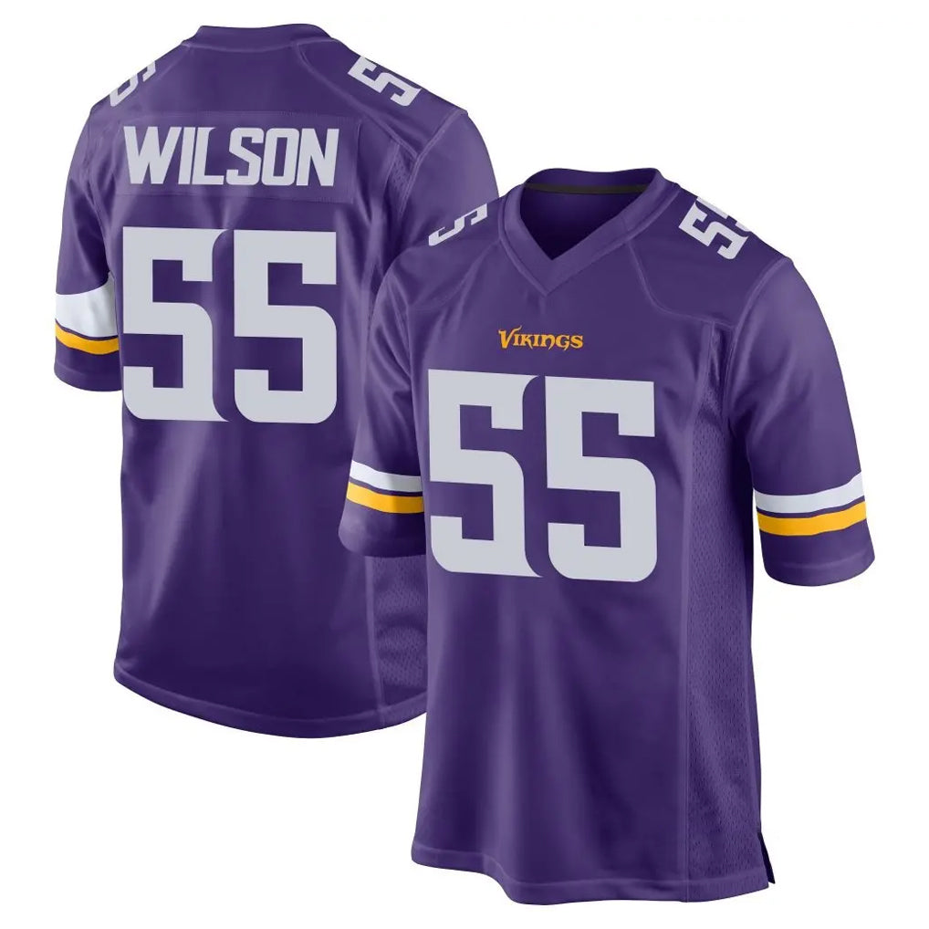 Qdoa MN.Vikings #55 Eric Wilson Player Purple Home Game Stitched Jerseys