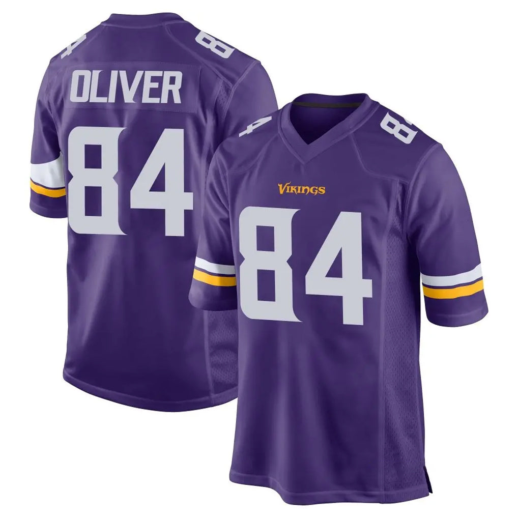 Qdoa MN.Vikings #84 Josh Oliver Player Purple Home Game Stitched Jerseys