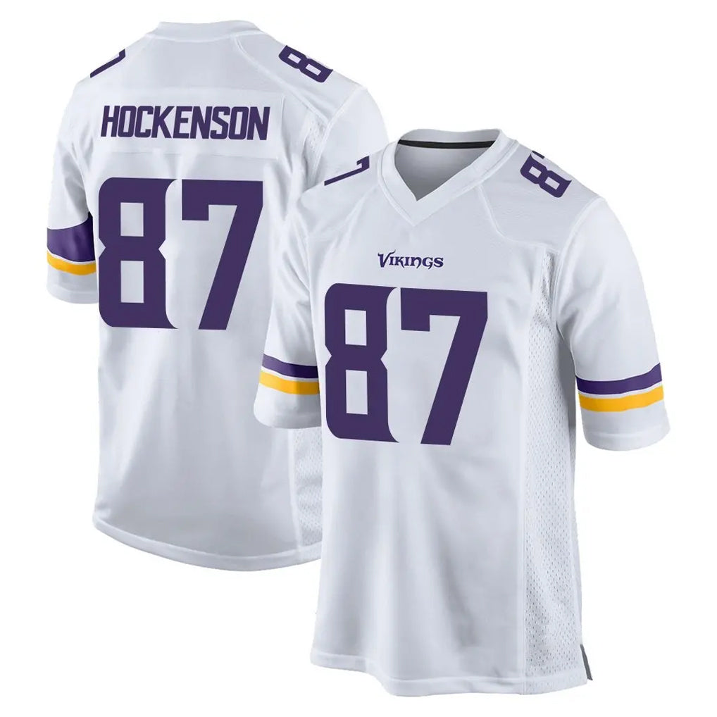 Qdoa MN.Vikings #87 T.J. Hockenson Player White Home Game Stitched Jerseys