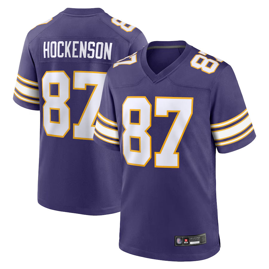 Qdoa MN.Vikings Secondary Alternate Game Football Jerseys - Purple - #87 T.J. Hockenson Player Stitched Jerseys