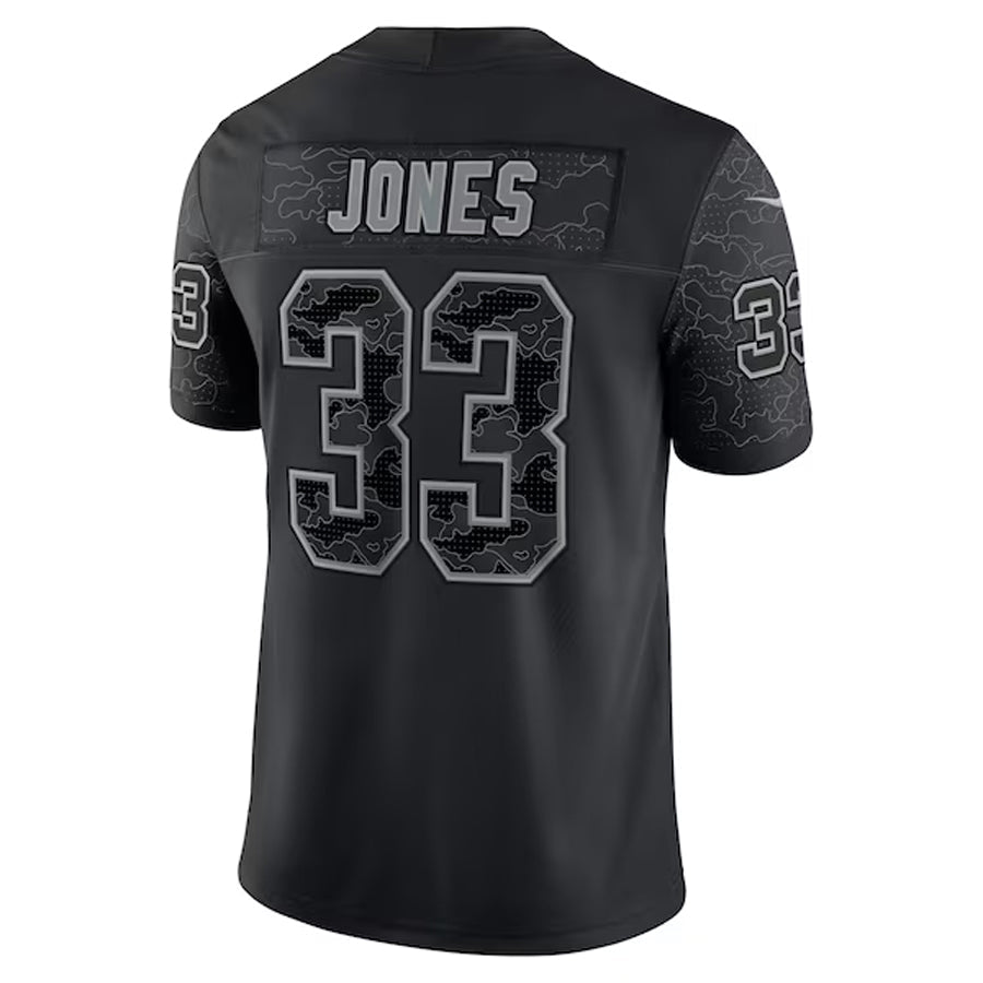 Qdoa MN.Vikings #33 Aaron Jones Player Black REFLECTIVE Limited Stitched Jerseys
