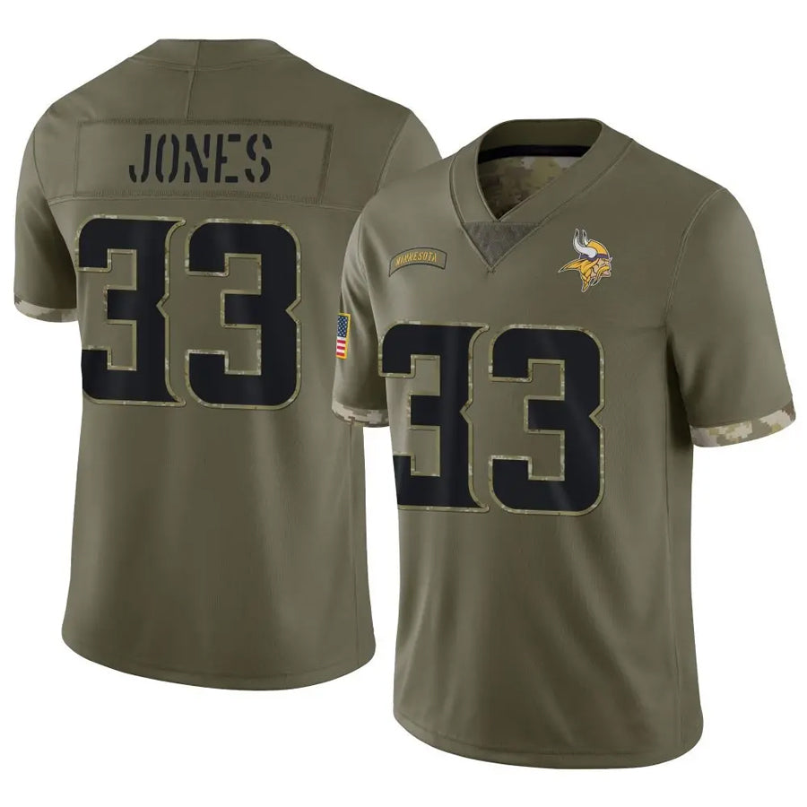 Qdoa MN.Vikings #33 Aaron Jones Player Salute To Service Limited Olive Stitched Jerseys