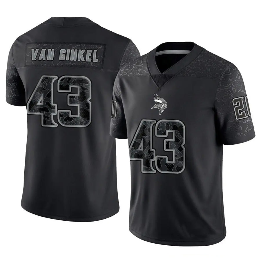 Qdoa MN.Vikings #43 Andrew Van Ginkel Player Black REFLECTIVE Limited Stitched Jerseys
