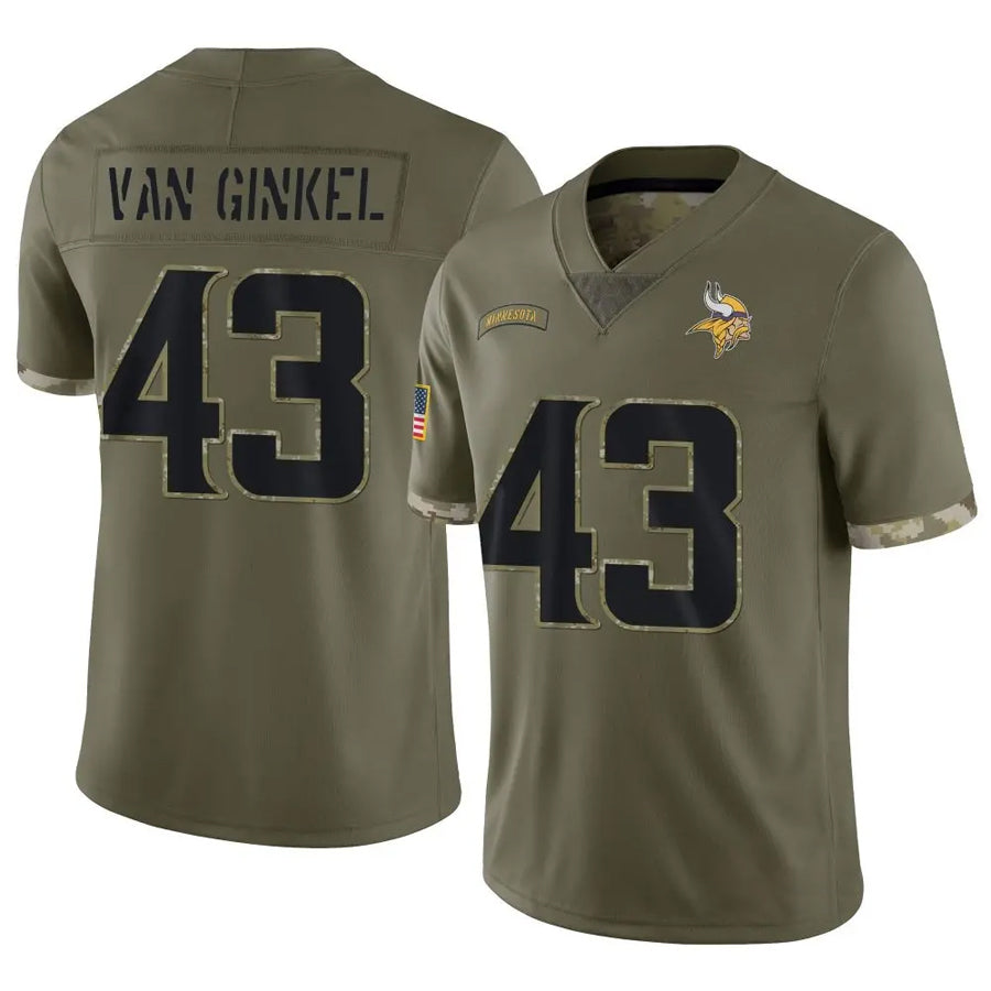 Qdoa MN.Vikings #43 Andrew Van Ginkel Player Salute To Service Limited Olive Stitched Jerseys