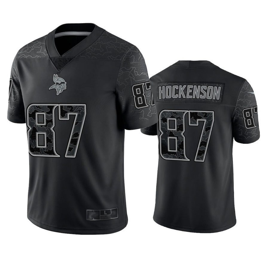 Qdoa MN.Vikings #87 T.J. Hockenson Player Black REFLECTIVE Limited Stitched Jerseys