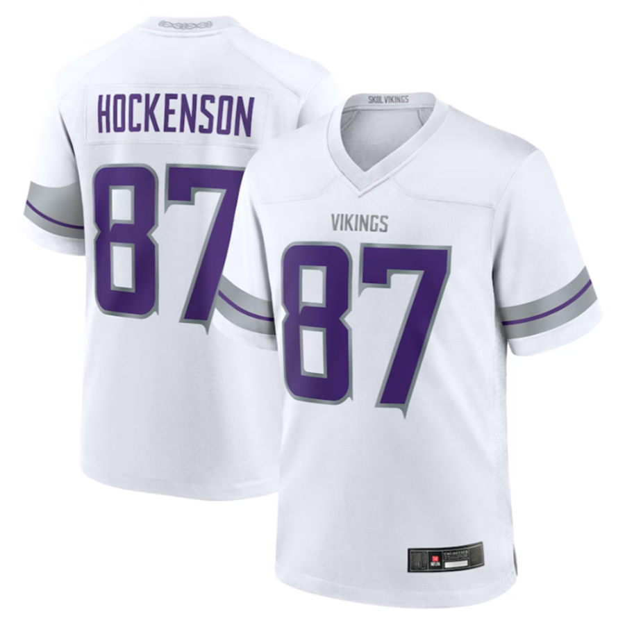 Qdoa MN.Vikings #87 T.J. Hockenson Player White Alternate Game Stitched Jerseys