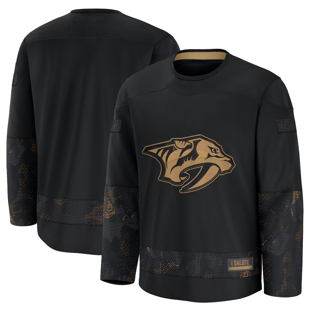 Qdoa N.Predators Black 2024 Military Appreciation Practice Jerseys