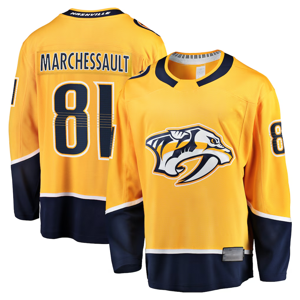 Qdoa N.Predators #81 Jonathan Marchessault Gold Home Premier Breakaway Player Jerseys