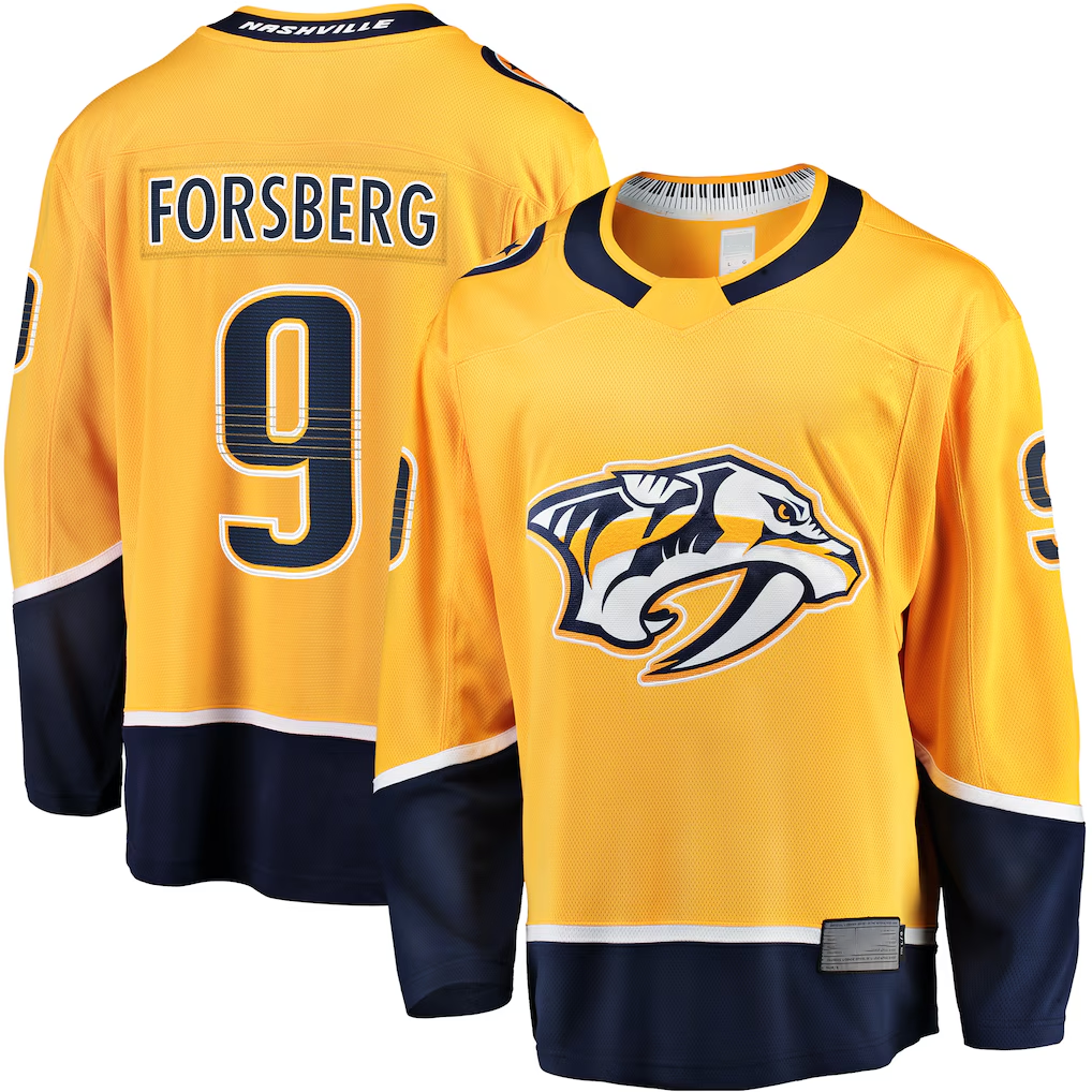 Qdoa N.Predators #9 Filip Forsberg Gold Home Breakaway Jerseys