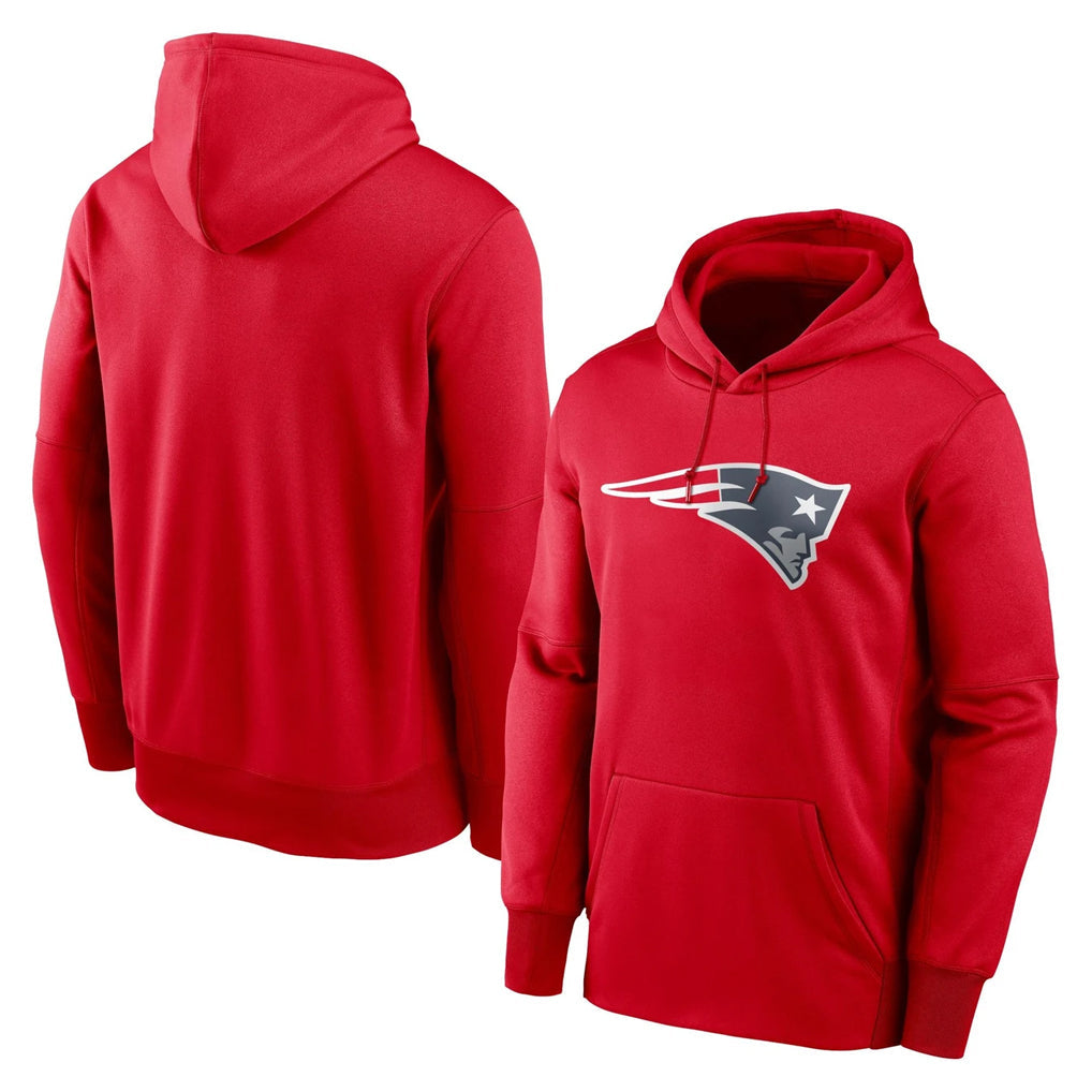 Qdoa NE.Patriots Red LOGO Pullover Hoodies Home Game Blank Player Stitched Jerseys