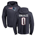 Qdoa NE.Patriots #0 Christian Gonzalez Player Navy LOGO Pullover Hoodies Home Game Stitched Jerseys