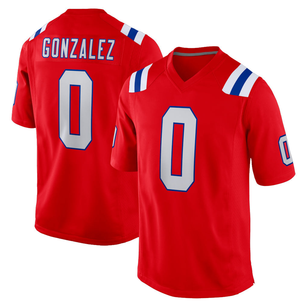 Qdoa NE.Patriots #0 Christian Gonzalez Player Red Home Game Stitched Jerseys
