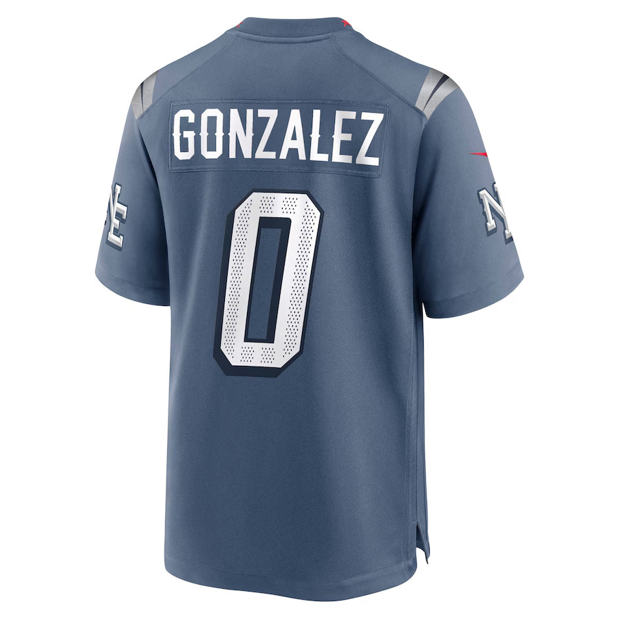 Qdoa NE.Patriots #0 Christian Gonzalez Player Storm Blue Rivalries Collection Game Stitched Jersey
