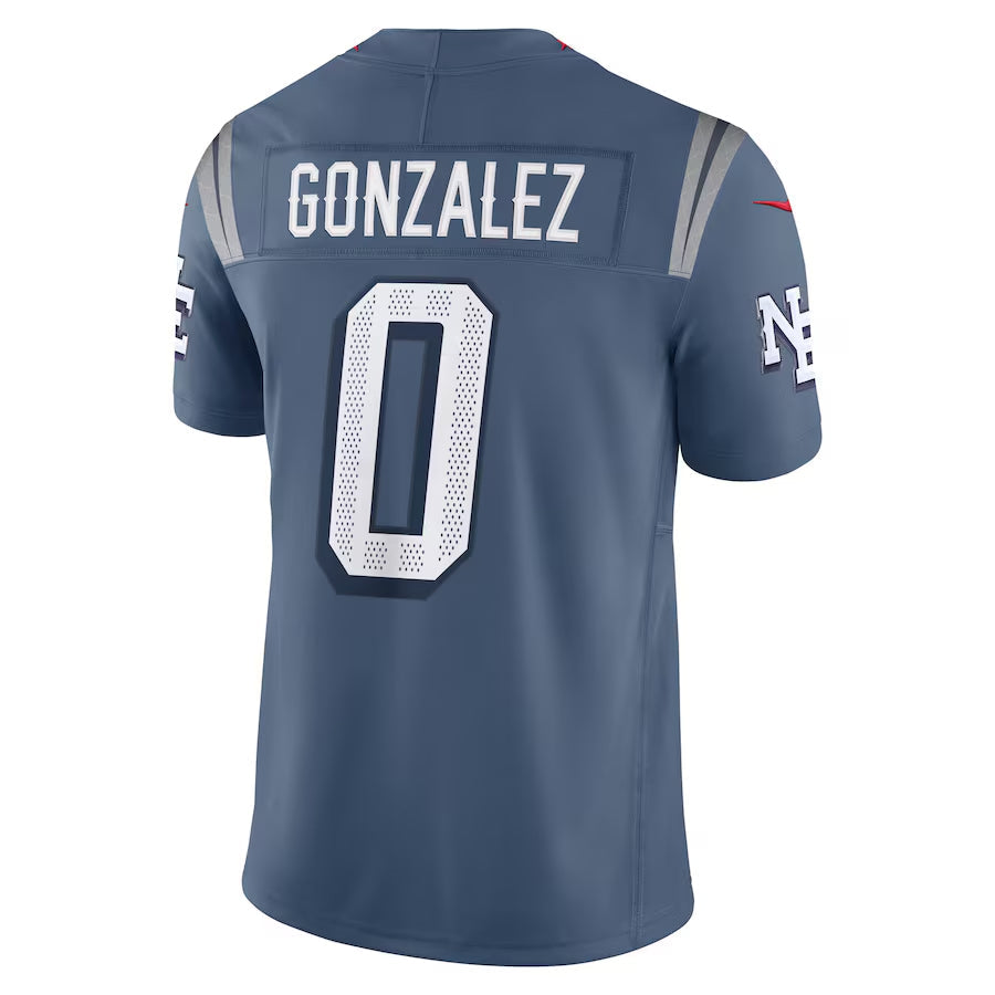 Qdoa NE.Patriots #0 Christian Gonzalez Player Storm Blue Rivalries Collection Limited Stitched Jersey